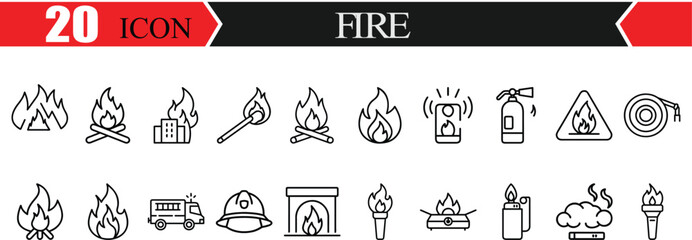 Fire icon set editable bundle
