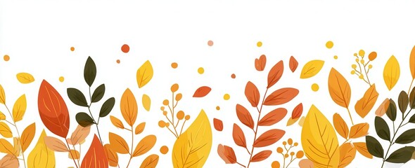 Fototapeta premium autumn seamless border leaves vector