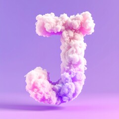 Fototapeta premium Pastel Cloud Letter J 3D Illustration