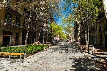 Superblock oder Superilla im Viertel Eixample, für Autos stark eingeschränkter Bereich der Stadt in Barcelona, Spanien