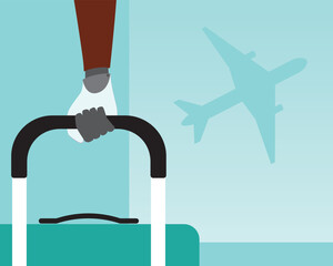 (НесколькоIndividuals traveling with special needs flat vector stock illustration with african american person with prosthesis at airport значений)