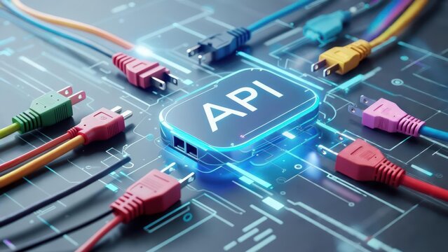 Colorful cables connected to a circuit board with API text