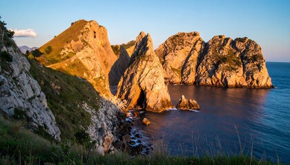 Coastal landscape at sunset