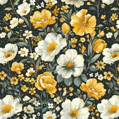Floral pattern with dark background
