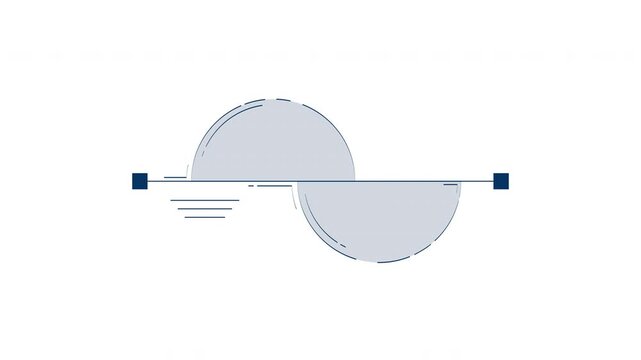 Semi-circle graph with line chart 2D object doodle animation. Infographic element. Opposing semicircles comparison animated flat element isolated on white background. Cartoon 4K video drawing