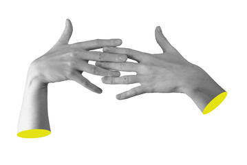 Two female hands with interlaced fingers, creating a clasped gesture that symbolizes unity and