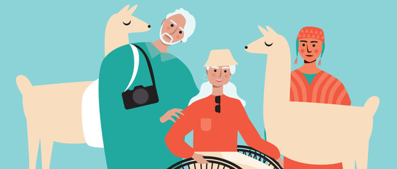 Inclusive couple traveling together, sharing