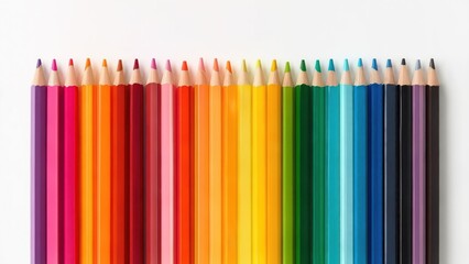 Colorful pencils arranged in a row