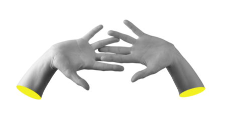 Pair of hands with interlaced fingers in graceful posture, symbolizing unity and connection with