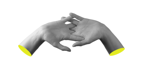 Two female hands with fingers interlaced in graceful gesture, symbolizing connection and interaction