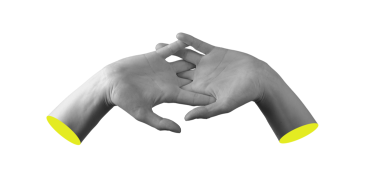 Two female hands with fingers interlaced in graceful gesture, symbolizing connection and interaction