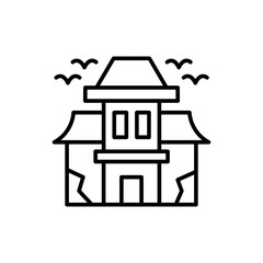 Haunted house outline icons, minimalist vector illustration ,simple transparent graphic element .Isolated on white background