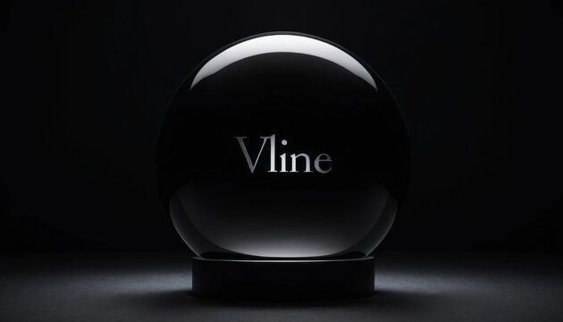 Dark orb featuring the word vline on a pedestal