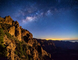 Night Sky Over Mountain Peaks