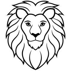 Fototapeta premium Lion Head Vector | Generative AI & Linocut Silhouette Design for Microstock