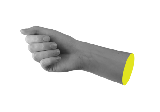 Hand with manicured nails in tidy posture, palm closed and fingers sleek. Elegant gesture showing