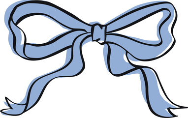 Blue ribbon bow. Perfect for greeting cards, wedding invites, event programs, or formal stationery. Fully editable vector.