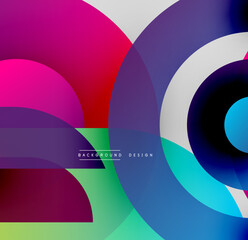 Fototapeta premium Abstract colorful overlapping circles create dynamic visual effect. Modern design, gradients, vibrant hues present bold composition.