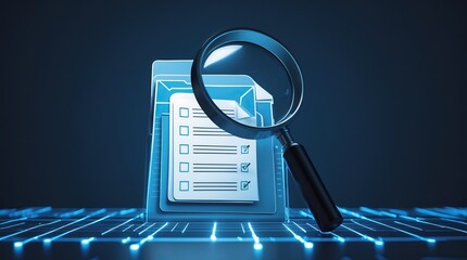 Digital visualization of folders, documents, and data analysis — a metaphor for search and structured information