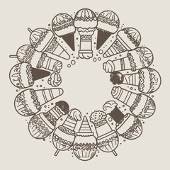 Ice cream cone and sundae mandala cones popsicles