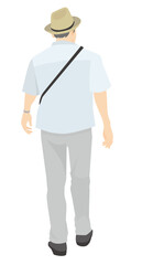 歩く男性の後ろ姿