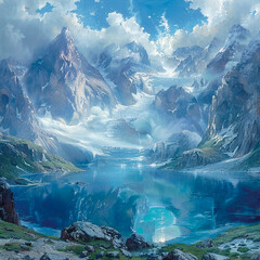 lake and mountains 

