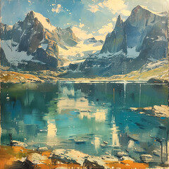 lake and mountains 
