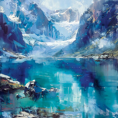 lake and mountains 

