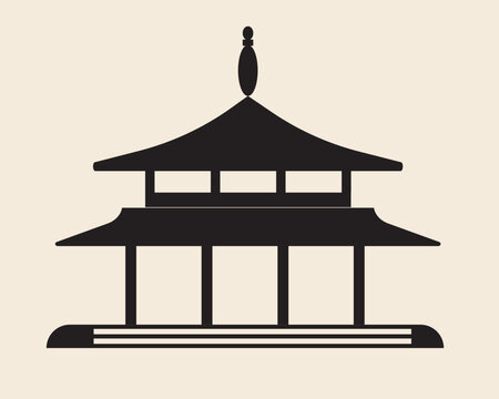 Simple silhouette traditional building isolated, flat vector stock illustration as icon or logo for design