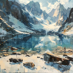lake and mountains 

