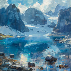 lake and mountains 
