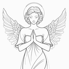 Serene Angel with Open Wings praying halo