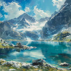 lake and mountains 
