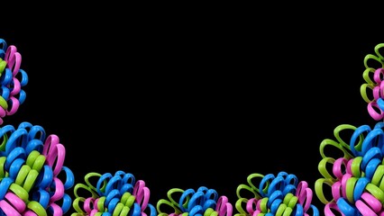 Fototapeta premium Colorful scissor handles arranged as a creative border on a black background, forming a vibrant and modern frame design. Perfect for education, craft, art, and back-to-school themes.