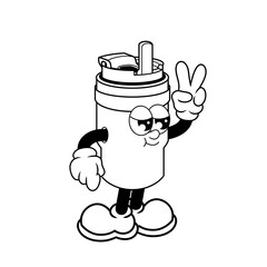 Retro character design of cool kids tumbler outline