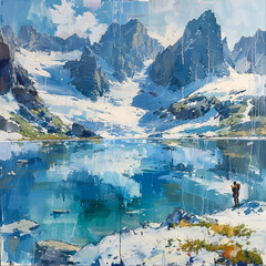 lake and mountains 
