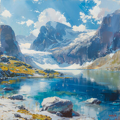 lake and mountains 
