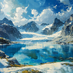 lake and mountains 
