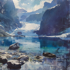lake and mountains 
