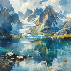 lake and mountains 
