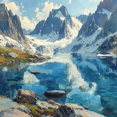 lake and mountains 
