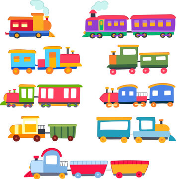 train toy set cartoon vector illustration