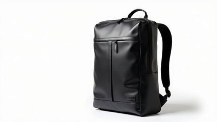 Fototapeta premium Stylish black backpack with structured design.