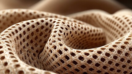 Beige, textured, woven, swirling mesh