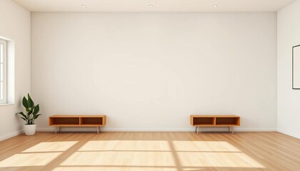 Vast expanse of blank wall in a room, ready for decor, paint, texture