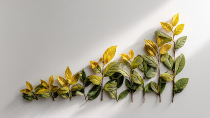 Business chart made of leaves, eco-growth metaphor