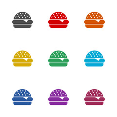 Burger icon isolated on white background. Set icons colorful