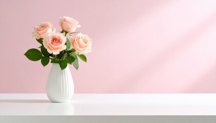 Naklejka premium bouquet of pink roses in vase