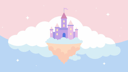dreamy pastel sky floating birthday castle
