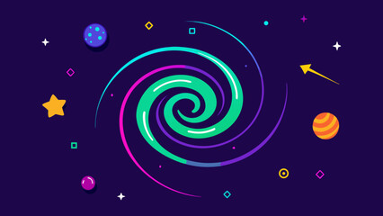 neon galaxy swirl stars digital birthday
